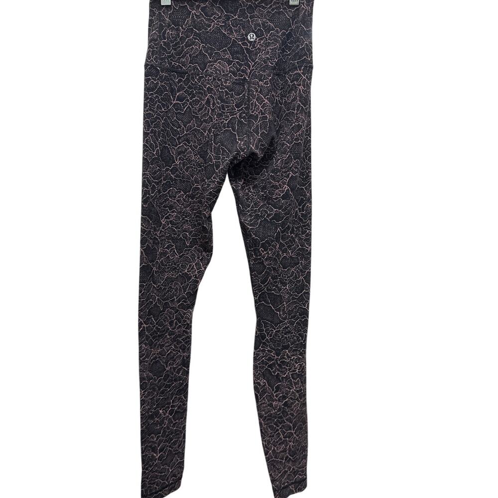 Lululemon Align Crop Lacescape Spanish Rose Black Yoga Pants Size 4 - Picture 5 of 6